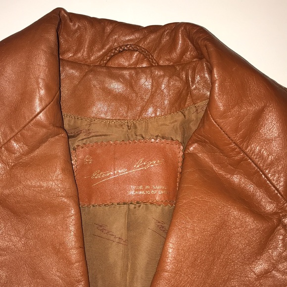 Etienne Aigner Authentic Vintage Leather Jacket Firted Size 10 Brown - Picture 2 of 16